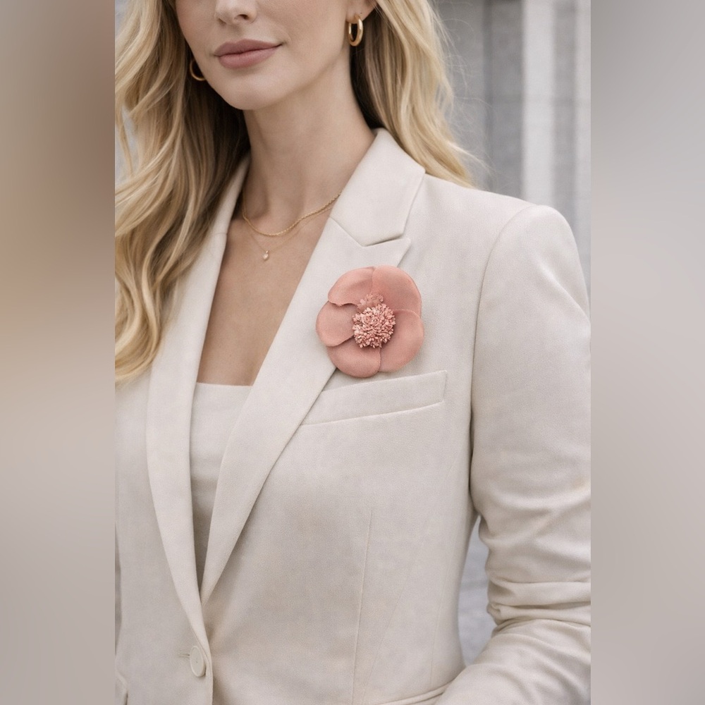 Authentic CHANEL Mauve Floral Pin